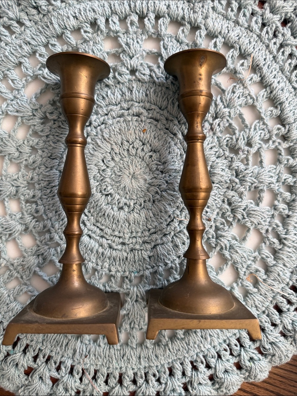 Vintage Solid Brass 7 inch Candle Holders - set of 2